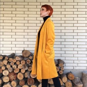 Long Mustard Yellow Faux Suede Duster Jacket